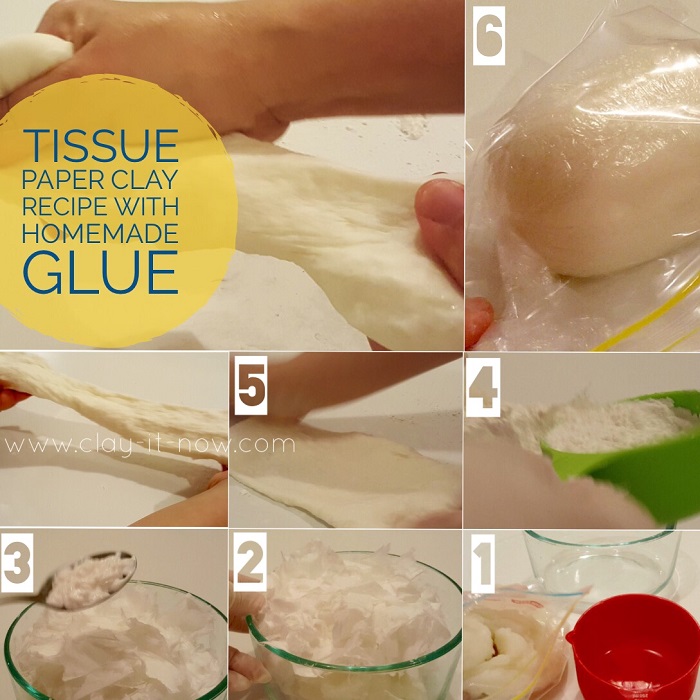 Tissue paper clay recept gemaakt met zelfgemaakte klei