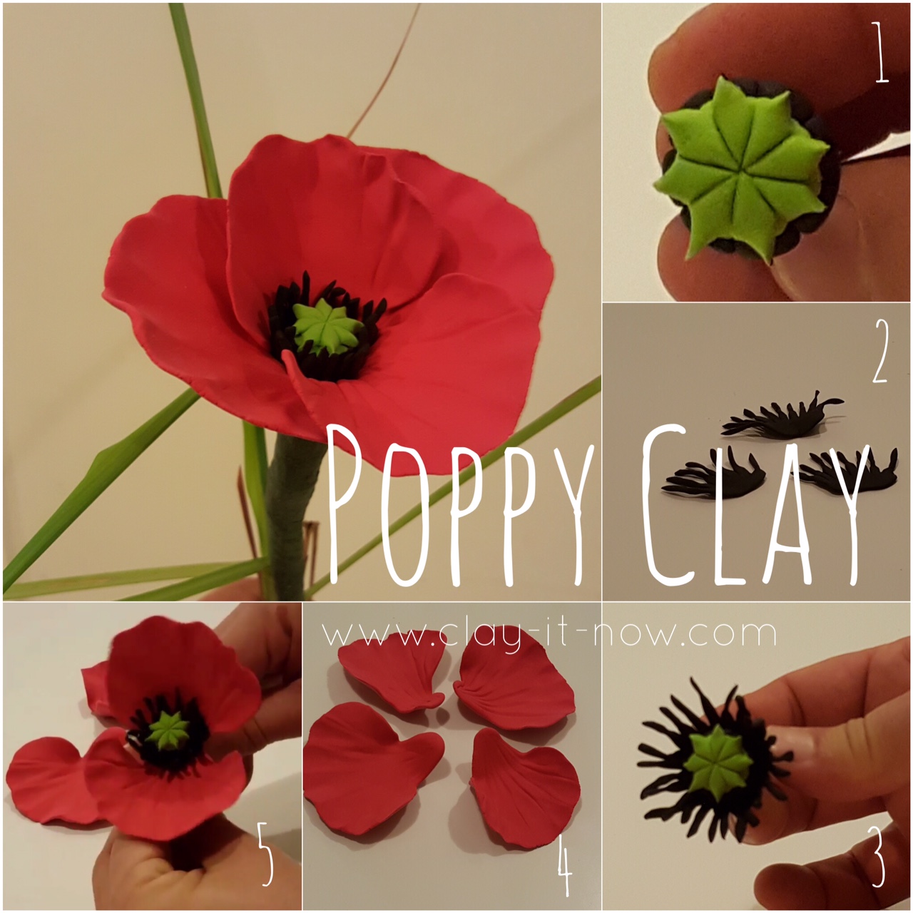 Art Clay Steps - Poppy Modelling Stage